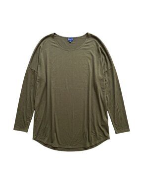 NWOT | Olive Green Long Sleeve Relaxed Crew Neck Top Soft Earthy Basic | 1X